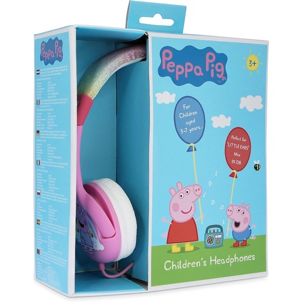 OTL Peppa Pig glitter rainbow kids headphones pink headband (British brand)