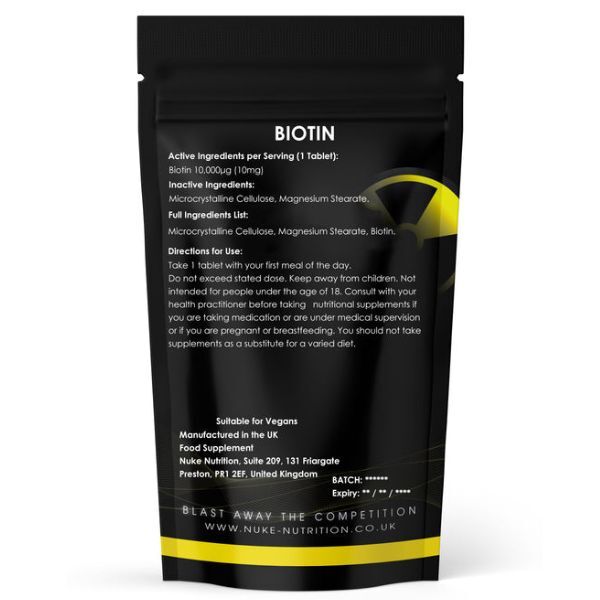 Nuke Nutrition Biotin Tablets 10,000mg -365ct