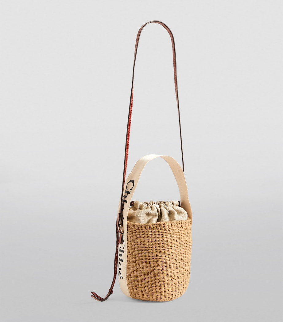 Chloé Small Woody Basket Bag in paper fibre with leather trims, UK version