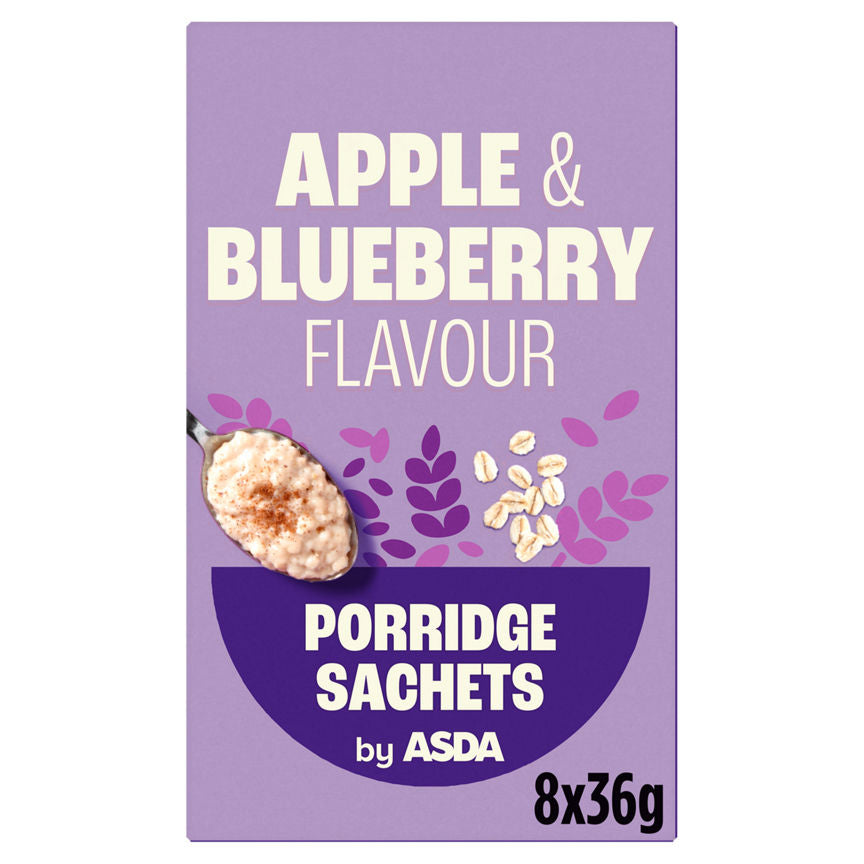 ASDA Apple & Blueberry Flavour Porridge Sachets 8 x 36g (288g)