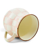 MacKenzie-Childs Rosy Check enamel mug, imported from the UK