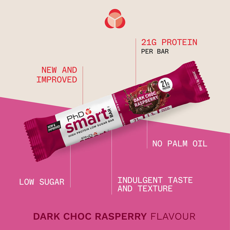 PhD protein bar dark choc raspberry 64g, UK version