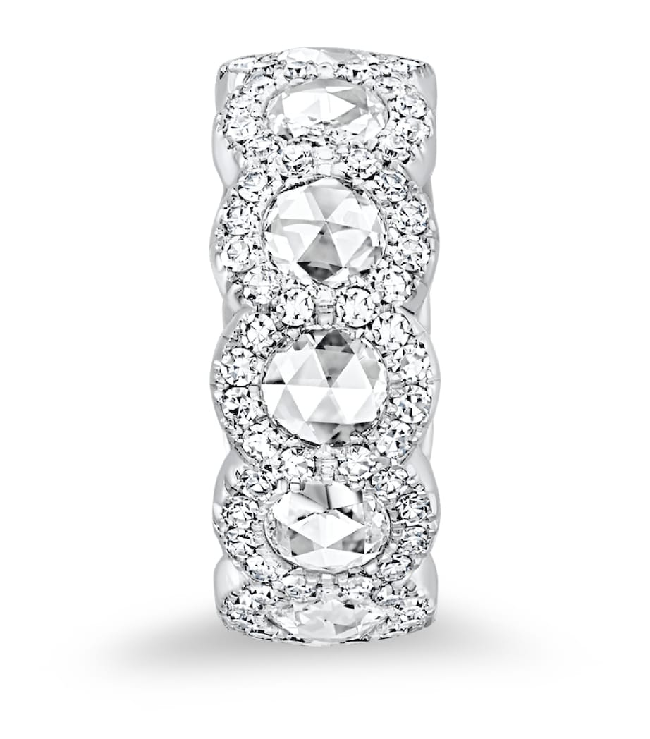 David Morris white gold diamond rose cut eternity ring, imported from the UK