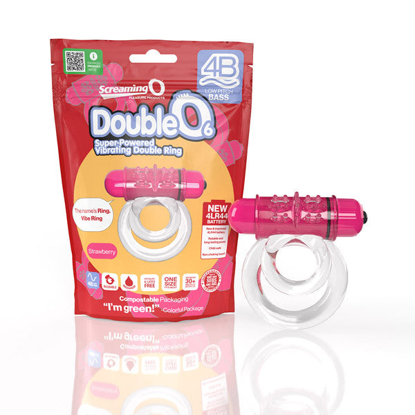 Screaming O vibrator DoubleO 6 Strawberry, imported from the UK