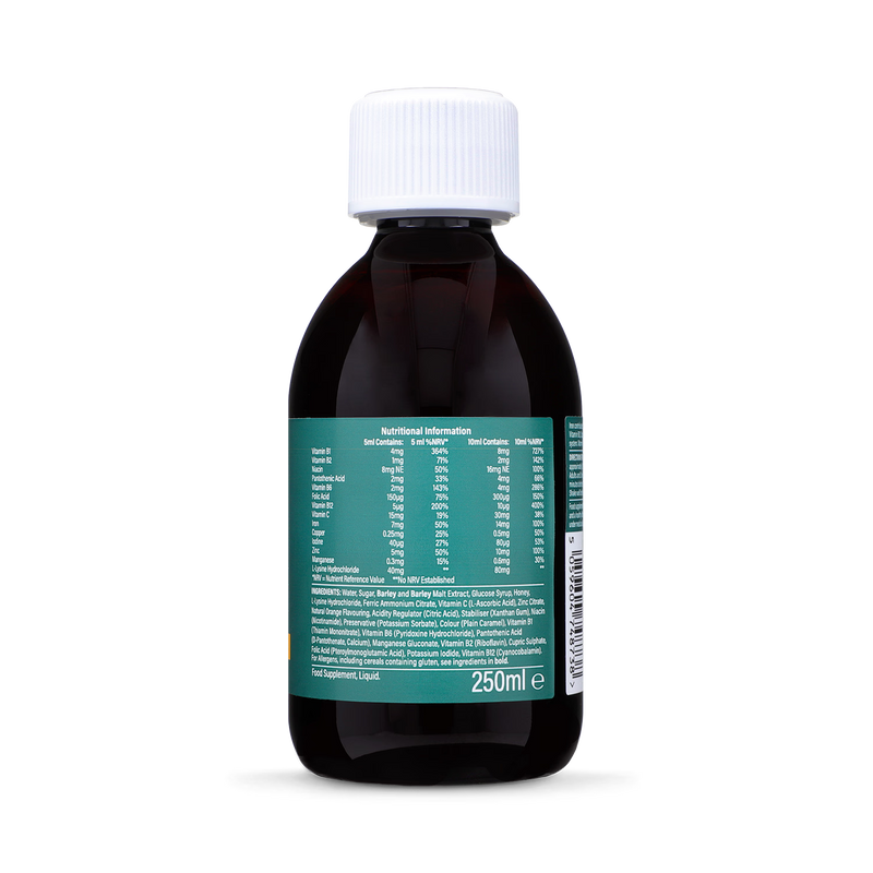 Holland & Barrett Iron supplement liquid orange flavour 250ml, UK version