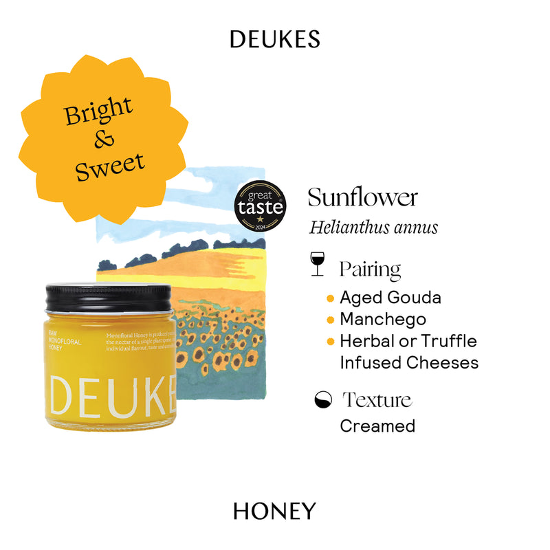 Deukes raw monofloral sunflower honey 250g (British brand)