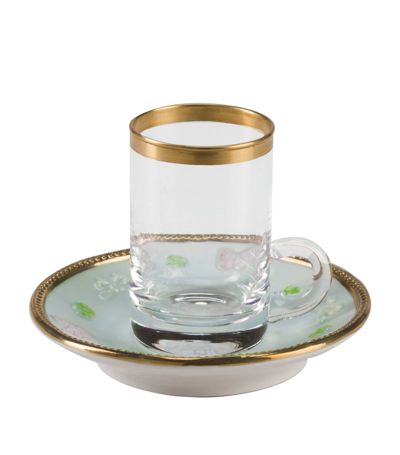Villari Blooming Butterfly teacup and saucer set (British brand)