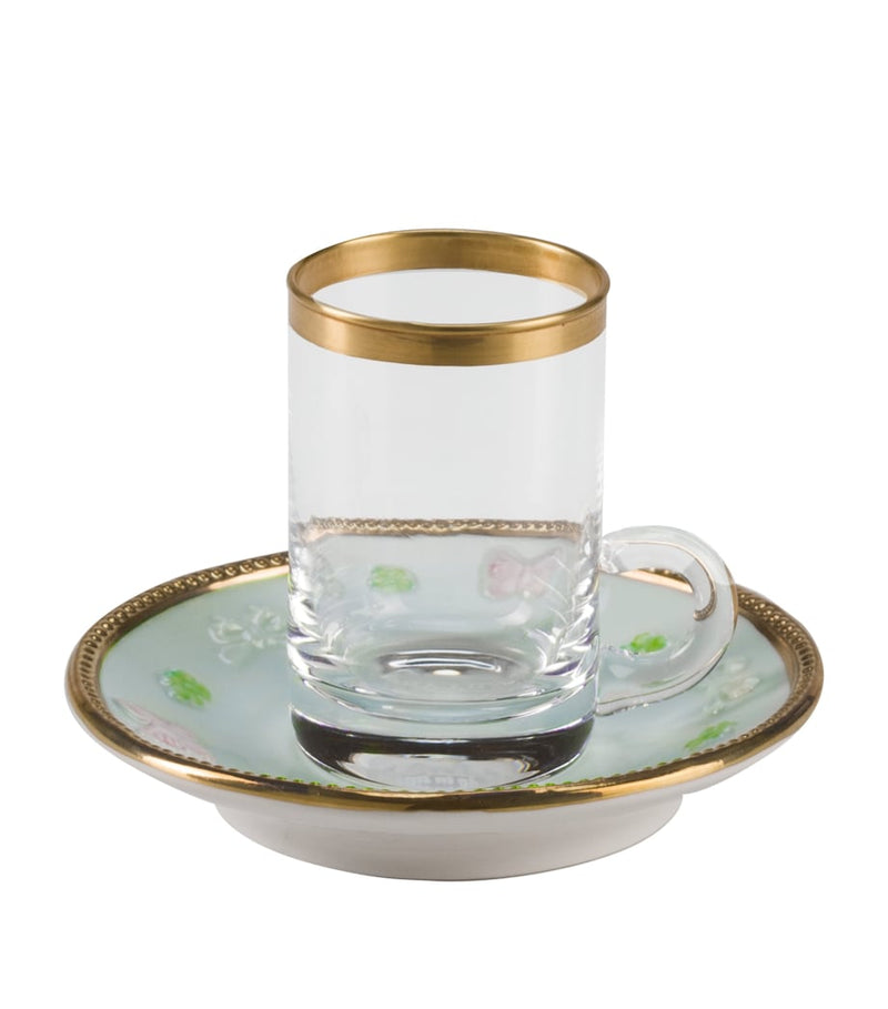 Villari Blooming Butterfly teacup and saucer set (British brand)