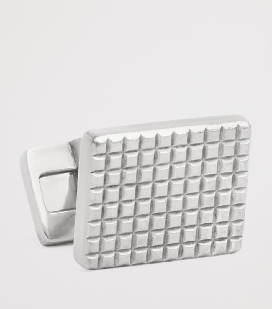 Dunhill silver hobnail reed tile cufflinks, imported from the UK