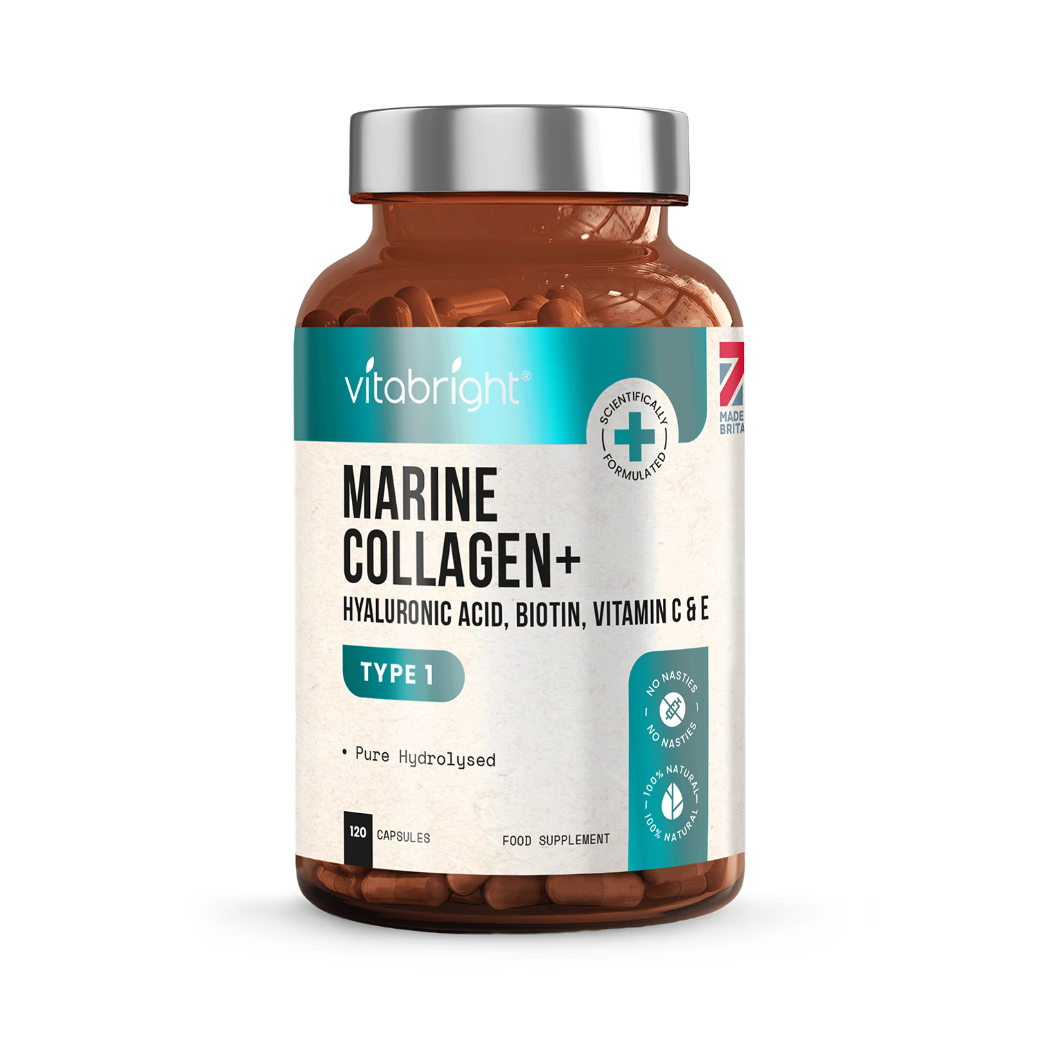 VitaBright 9-in-1 marine collagen complex 120 capsules - British product
