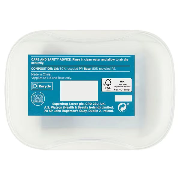 Superdrug soap box 50% recycled plastic (British brand)