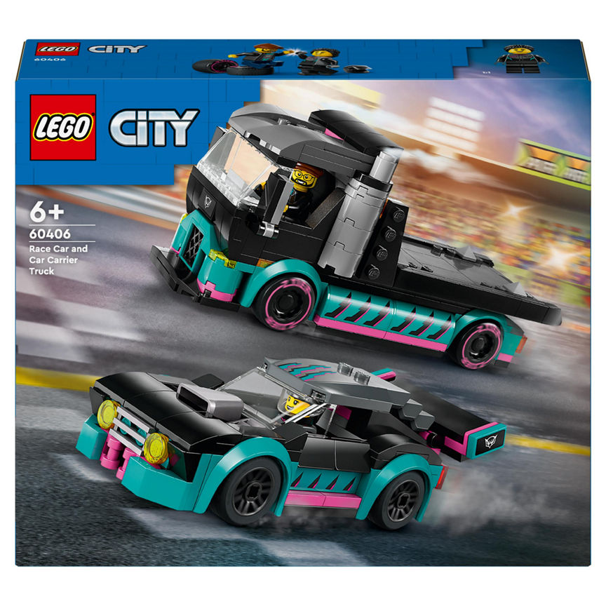 LEGO City Race Car and Car Carrier Truck Toys 60406 GOODS ASDA   