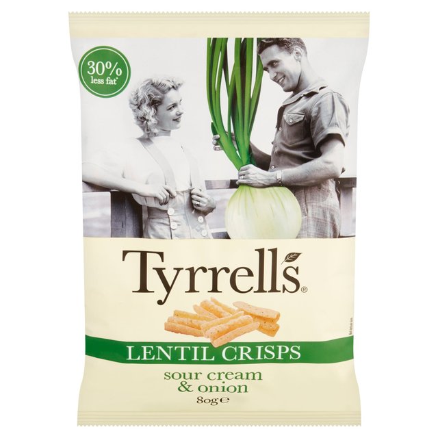 Tyrrells Lentil Sharing Crisps Sour Cream & Onion   80g GOODS M&S   