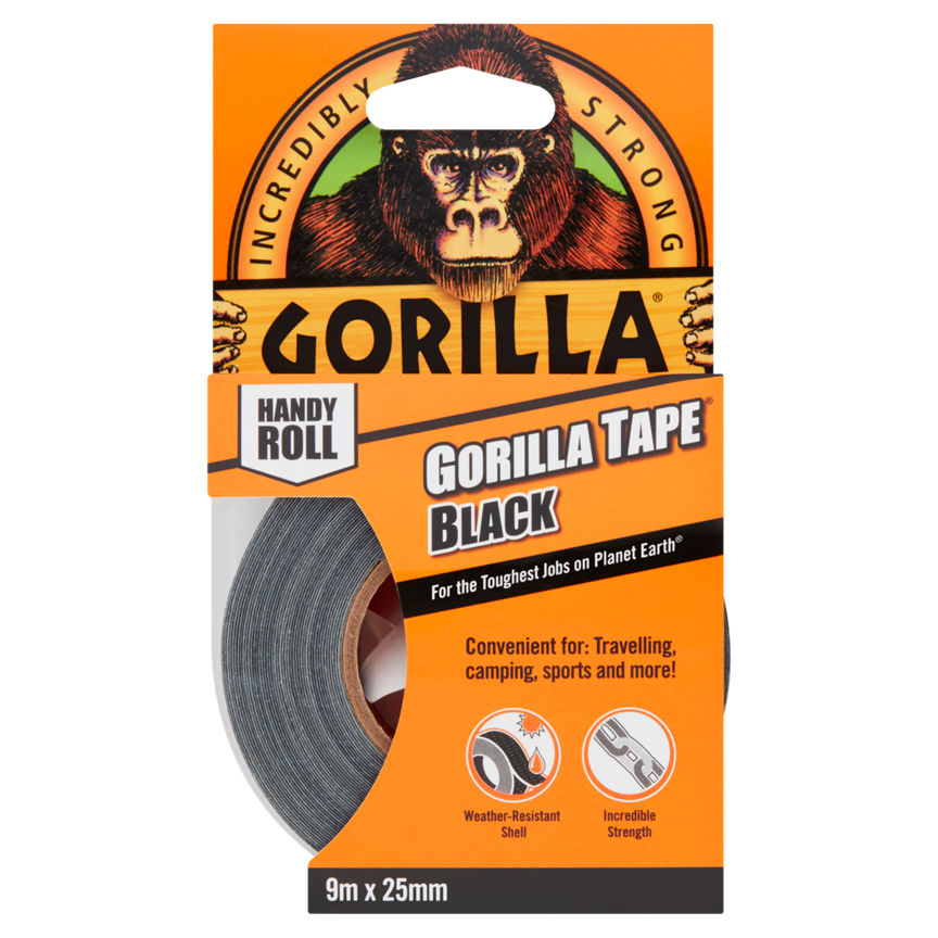 Gorilla Handy Roll Gorilla Tape Black 9m x 25mm GOODS ASDA   