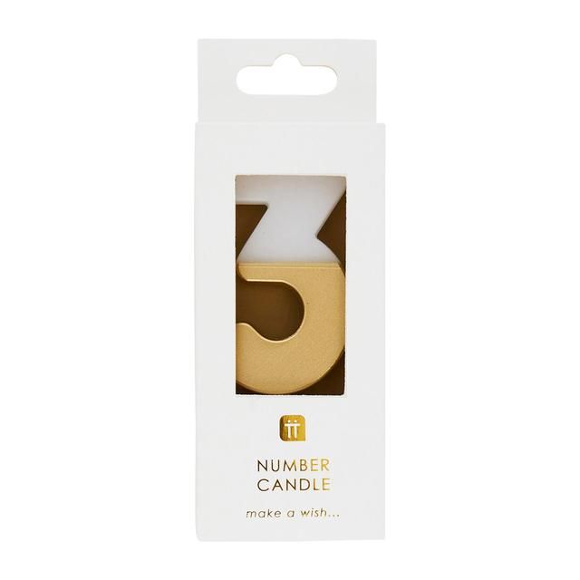 Number 3 Gold Candle 3rd Birthday GOODS M&S   