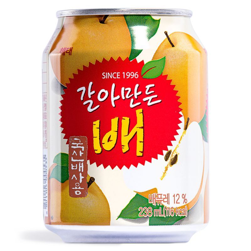 Haitai crushed pear juice can - British product