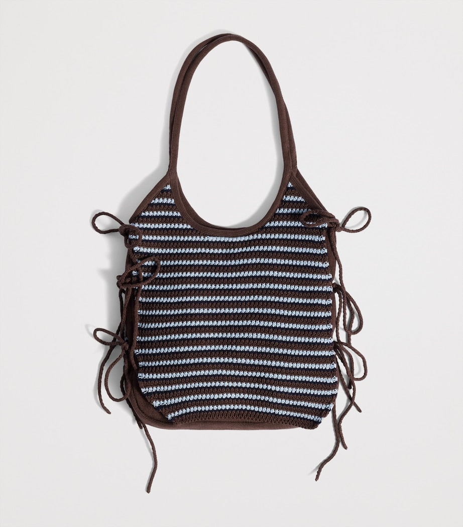 Miu Miu Heklet Ivy Tote Bag vevd bomull, UK versjon