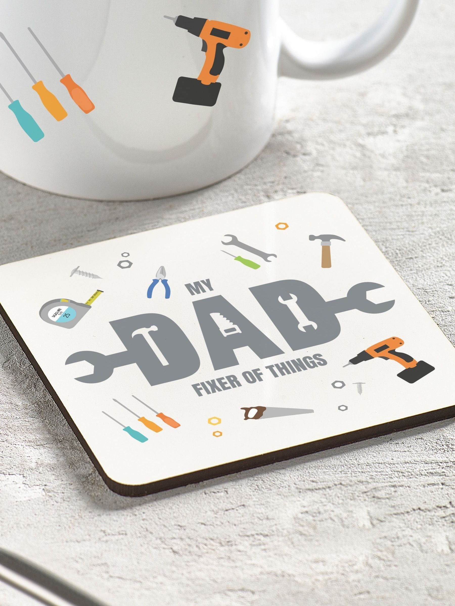 Loveabode personalised Father's Day mug and coaster set 11oz, UK version