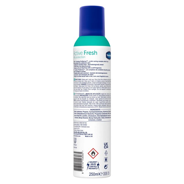 Vaseline Active Fresh Spray Anti-Perspirant Deodorant   250ml GOODS M&S   