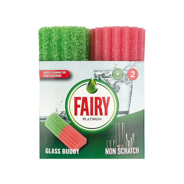 Fairy Platinum Non Scratch Glass Buddy Groved Sponge   2 per pack GOODS M&S   