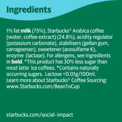 Starbucks Skinny Latte Iced Coffee 220ml (British brand)