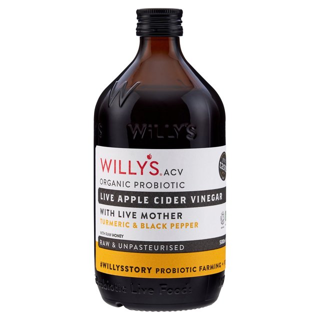 Willy's Organic Live ACV - Honey Turmeric Black Pepper & 'The Mother'   500ml