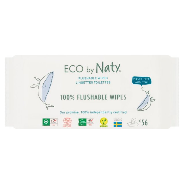 Eco By Naty Flushable Baby Wipes    56 per pack GOODS M&S   