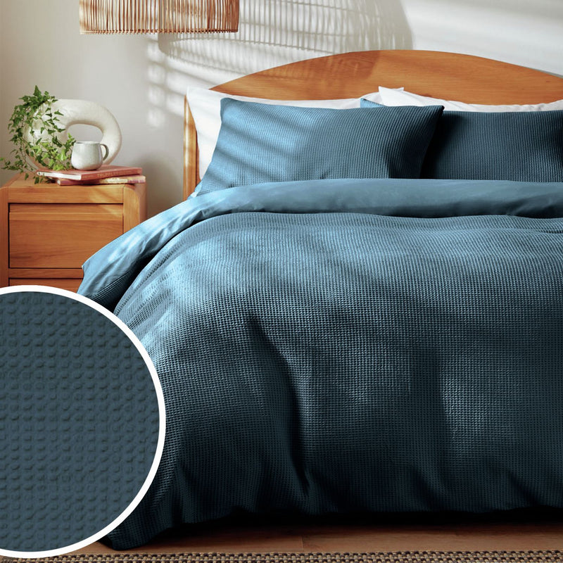 Habitat Cotton Waffle Navy Blue Bedding Set - King size