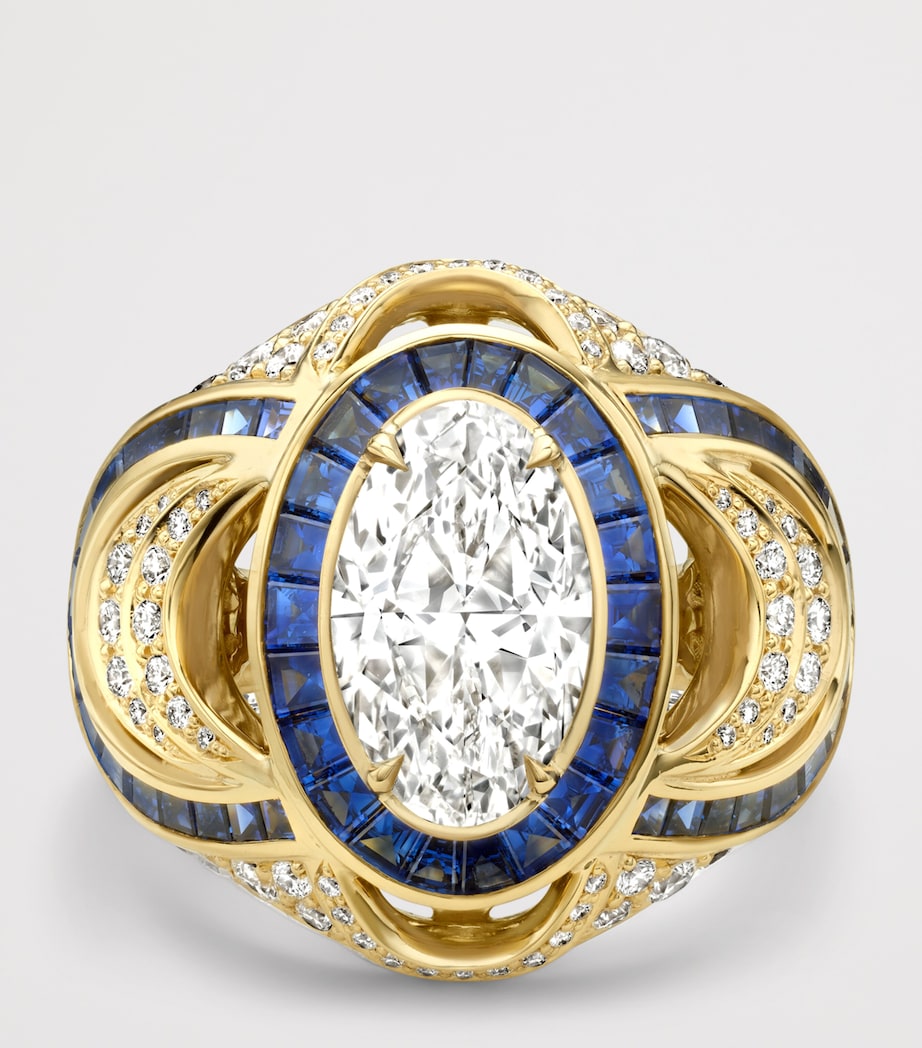 Boodles Palace Collection ring with diamond and sapphire (British brand)