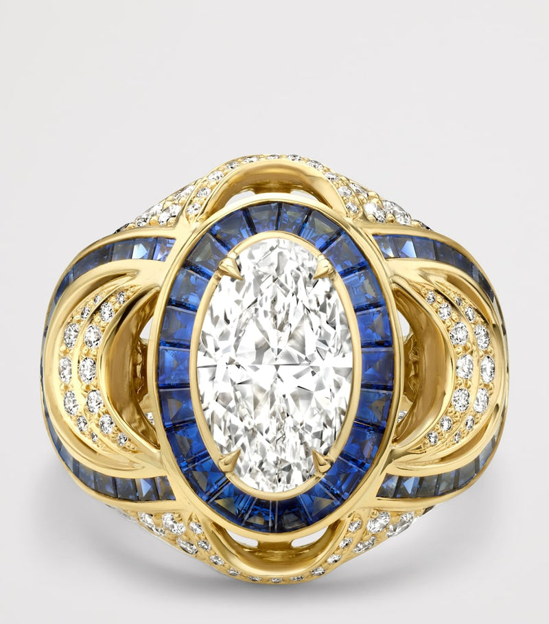 Boodles Palace Collection ring with diamond and sapphire (British brand)