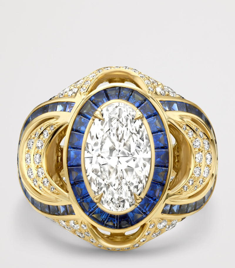 Boodles Palace Collection ring with diamond and sapphire (British brand)