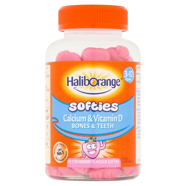 Haliborange  Kid's Softies Calcium & Vitamin D Strawberry Gummies 3-12yrs    60 per pack GOODS M&S   