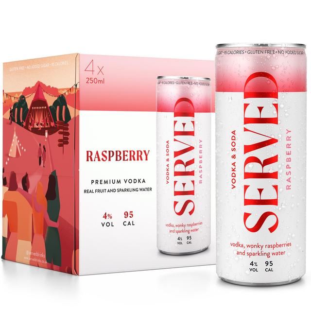 Served Raspberry Hard Seltzer   4 x 250ml