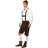 Smiffys Bavarian man costume brown with lederhosen and hat, UK version