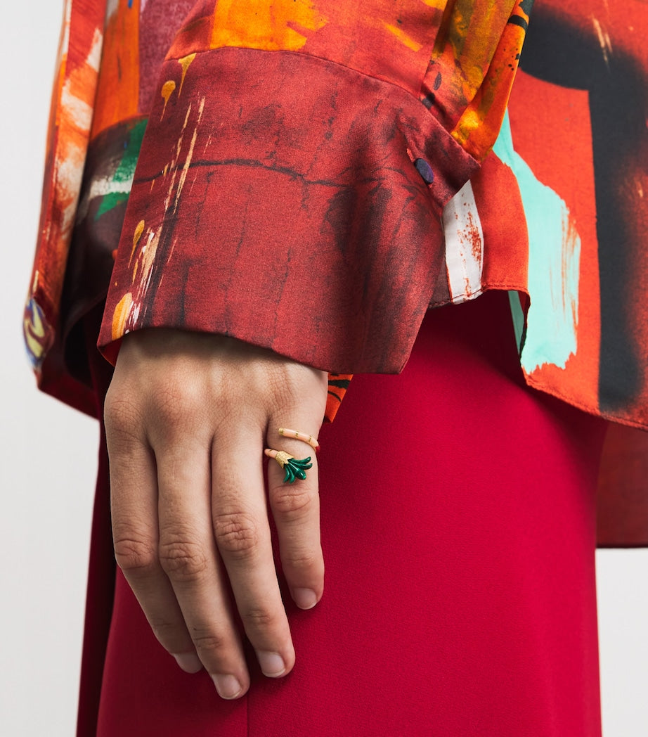 L'Atelier Nawbar Psychedeliah ring with malachite and coral - British product