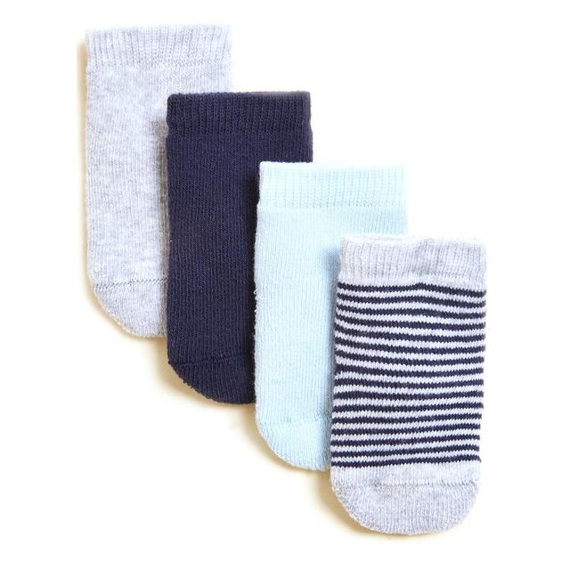 M&S Cotton Terry Baby Socks 0-24 Months Blue GOODS M&S   