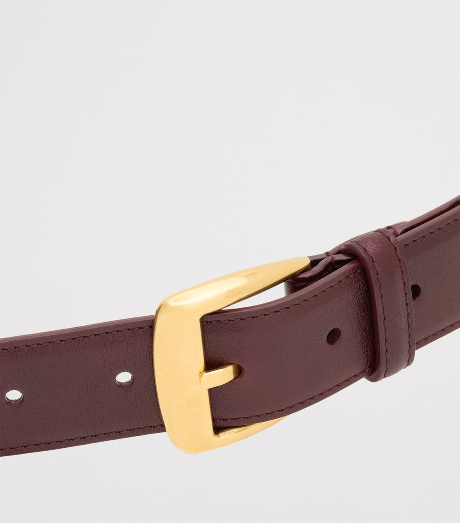 Saint Laurent leather belt with gold trapezoid buckle - British product