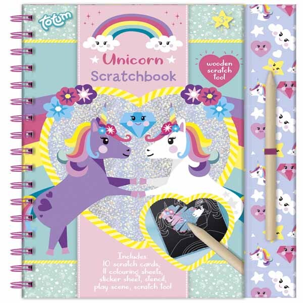 Totum Unicorn ScratchBook scratch art kit - British product