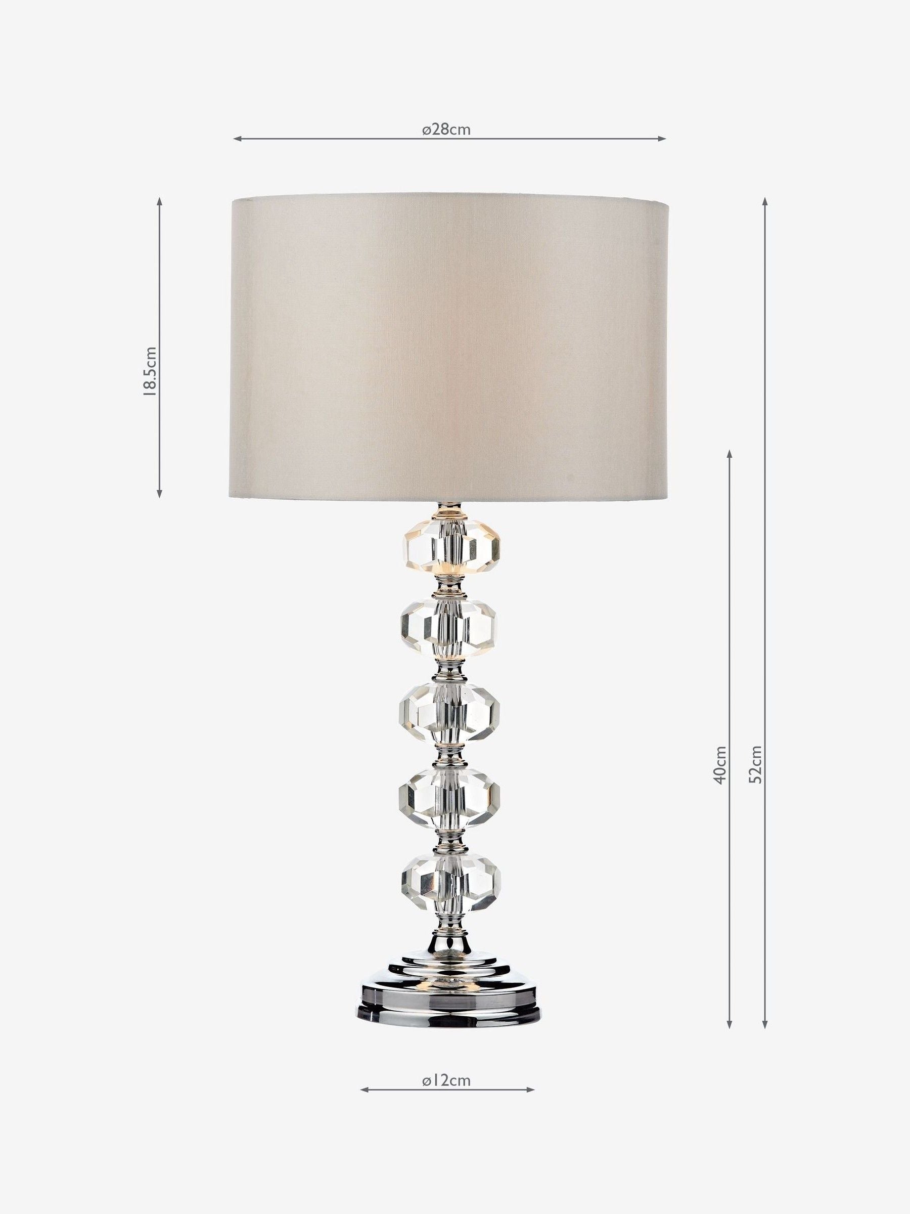 Dar Lighting Silver Oleana table lamp with crystal beads and ivory shade (British brand)