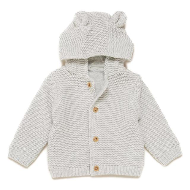 M&S Collection Boys Pure Cotton Knitted Cardigan 9-12 Months Grey Marl GOODS M&S   