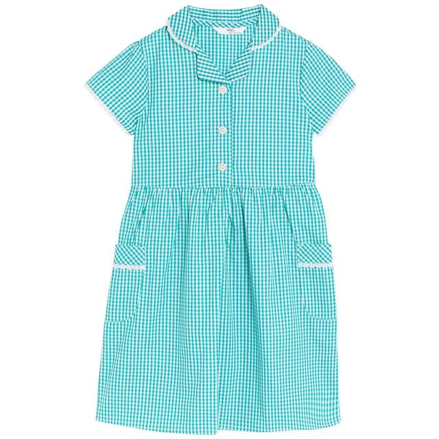 M&S Cotton Gingham School Dresses 3-10 Years Green