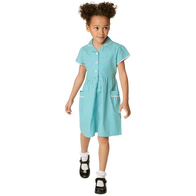 M&S Cotton Gingham School Dresses 3-10 Years Green