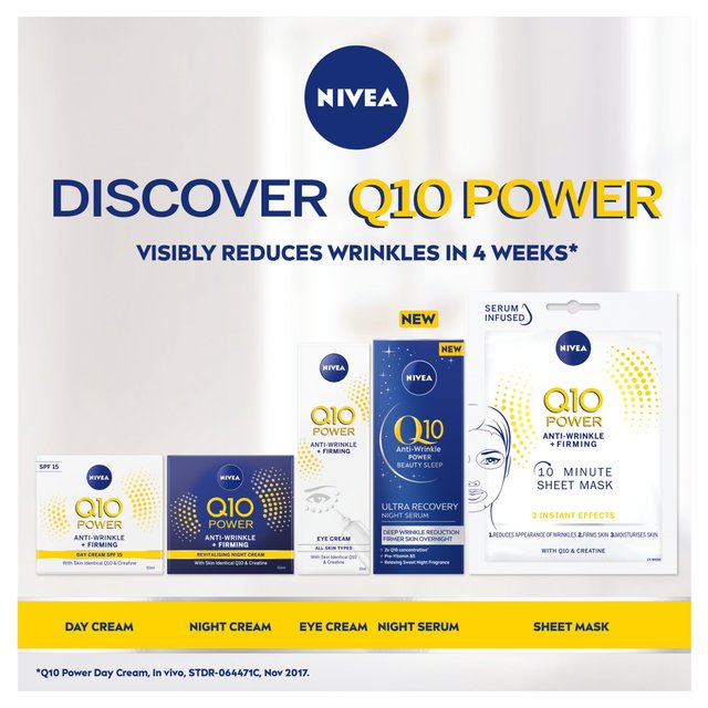 NIVEA Q10 Power Anti-Wrinkle Ultra Recovery Night Face Serum    30ml GOODS M&S   