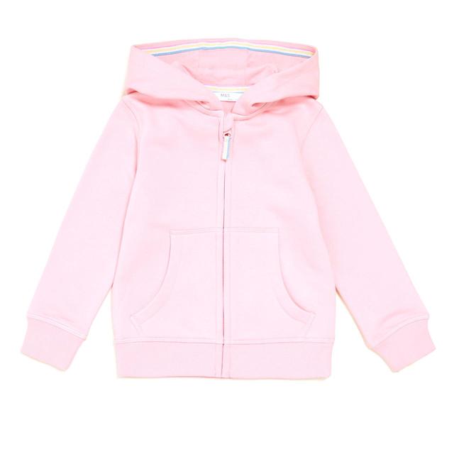 M&S Cotton Zip Hoodie 2-7 Years Pink