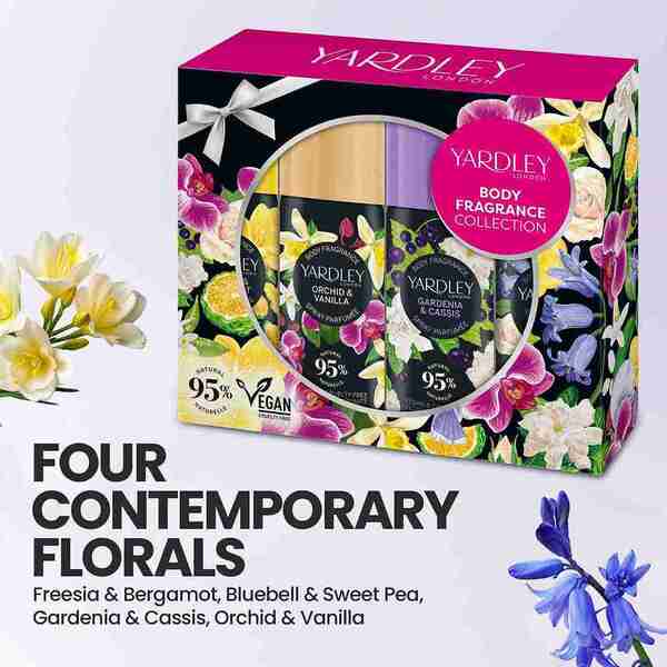 Yardley London body spray set floral collection 4x50ml, imported from the UK