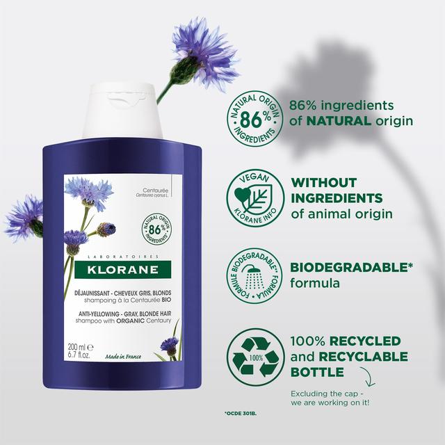 Klorane Anti-yellow Shampoo with Organic Centaury for White and Grey Hair   200ml