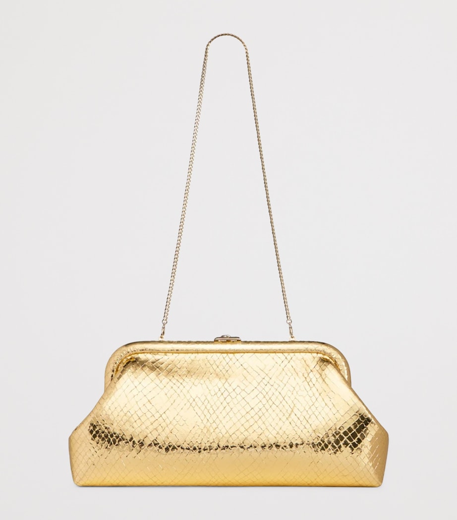 Jimmy Choo snake-embossed leather clutch bag, imported from the UK