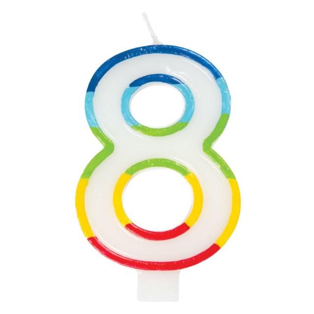 Number 8 Rainbow Candle 8th Birthday GOODS M&S   