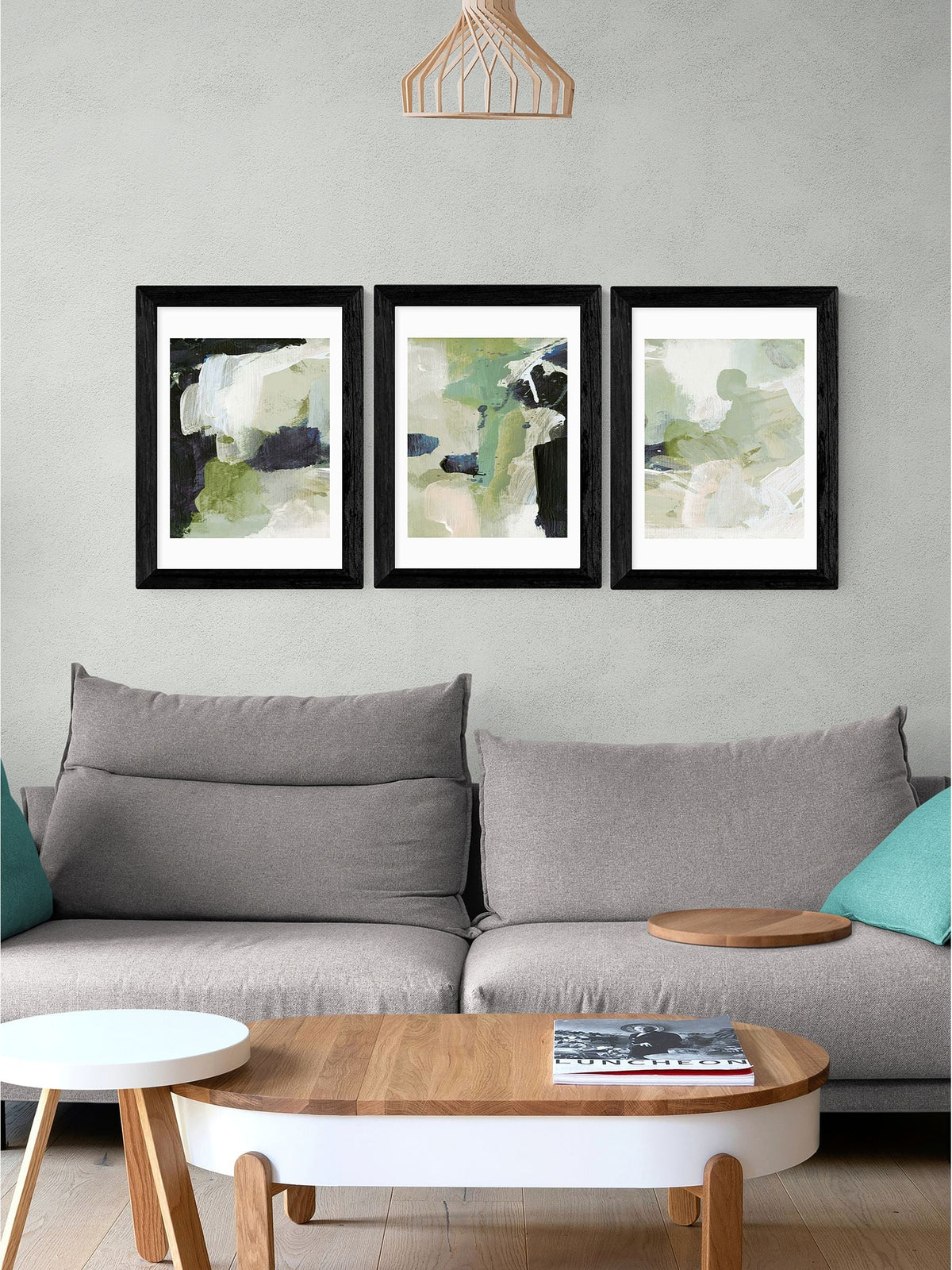 East End Prints green wall prints set of 3 - British product