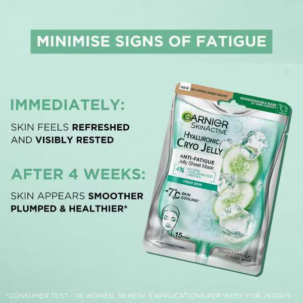Garnier anti fatigue jelly sheet mask, UK version